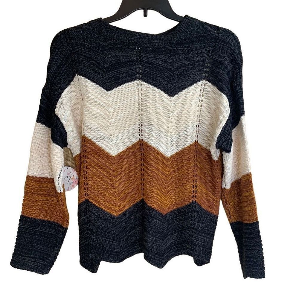 New Full Circle Trends Wide Chevron Knit Sweater Size 1X